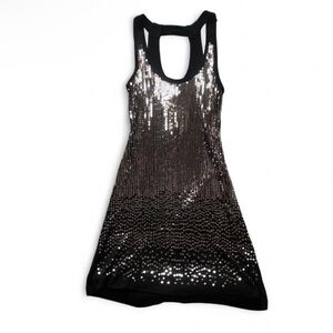 Y2K Dynamite Black Silver Sequin BodyCon Party Mini Dress 🖤